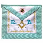 Master Mason French Rite Apron - White Sky Blue Moire Machine Embroidery