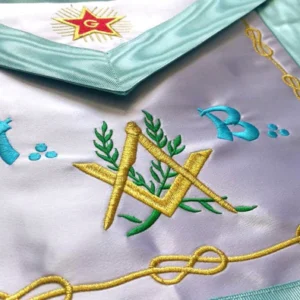 Master Mason Blue Lodge French Apron - Sky Blue Silk & Moire Star G