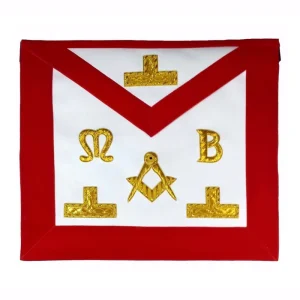 Master Mason Blue Lodge Apron - Red Velvet with Golden Bullion and Wire