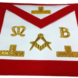 Master Mason Blue Lodge Apron - Red Velvet with Golden Bullion and Wire