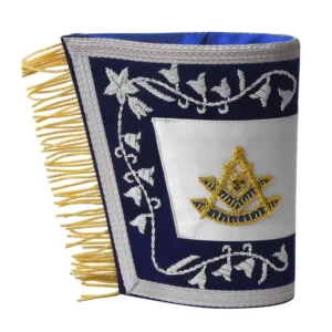 Past Master Blue Lodge Cuff - Dark Blue & Silver with Fringe - Image 4