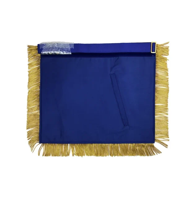 Master Mason Blue Lodge Apron - Blue Velvet with Gold Fringe Hand Embroidered