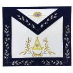 Past Master Blue Lodge Apron - Hand Embroidered Bullion Gold Silver