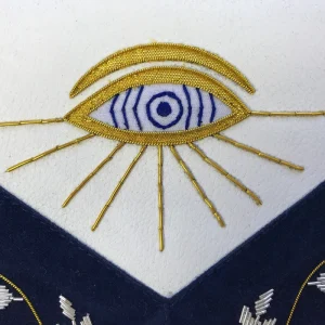 Past Master Blue Lodge Apron - Bullion Gold & Silver Hand Embroidery