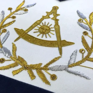 Past Master Blue Lodge Apron - Bullion Gold & Silver Hand Embroidery