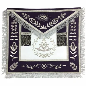 Past Master Blue Lodge Apron - Royal Purple Velvet Hand Embroidery