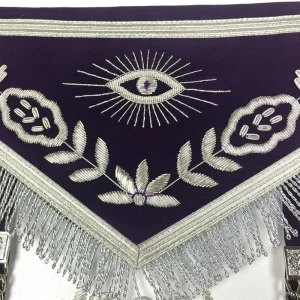 Past Master Blue Lodge Apron - Royal Purple Velvet Hand Embroidery