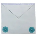 Royal Arch Chapter Apron - White Satin Teal Rosette Officer Apron