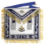 Past Master Blue Lodge Apron - Navy Velvet Silver Gold Fringe