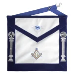 Master Mason Blue Lodge Apron - Royal Blue Velvet White Embroidered