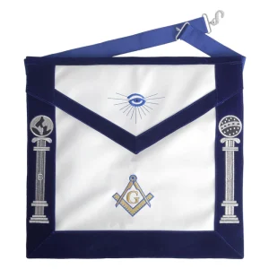 Master Mason Blue Lodge Apron - Royal Blue Velvet and White