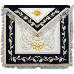 Past Master Apron - Hand Embroidered Bullion Gold Silver Blue Lodge