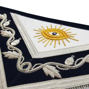 Past Master Blue Lodge Apron - Silver & Gold Hand Embroidery