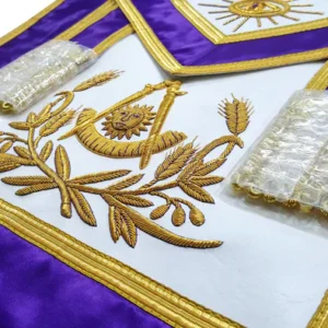 Past Master Blue Lodge Apron - Purple with Gold Hand Embroidery