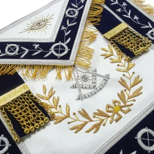 Past Master Blue Lodge Apron - Navy Blue with Wreath