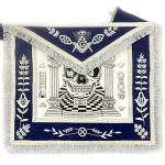 Master Mason Blue Lodge Apron Skull Pillars Masters Carpet Silver Embroidery