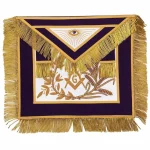 Master Mason Blue Lodge Purple Velvet Apron - Gold Fringe Hand Embroidery