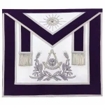 Past Master Blue Lodge Apron - Purple Velvet Silver Hand Embroidery