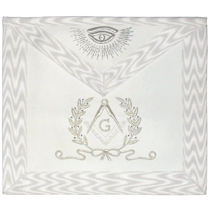 Master Mason Blue Lodge Apron – White Hand Embroidered