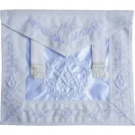 Past Master Blue Lodge Apron - All White Velvet Side Tabs Wreath