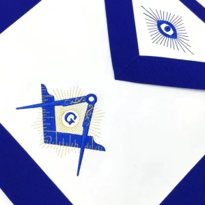 Master Mason Blue Lodge Apron - White & Blue Square & Compass G