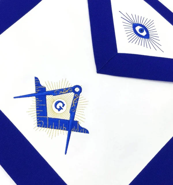 Master Mason Blue Lodge Apron - White & Blue Square & Compass G