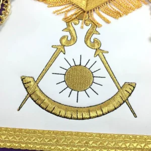 Past Master Blue Lodge Apron - White & Purple with Gold Machine Embroidery