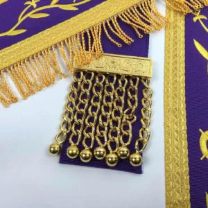 Past Master Blue Lodge Apron - White & Purple with Gold Machine Embroidery