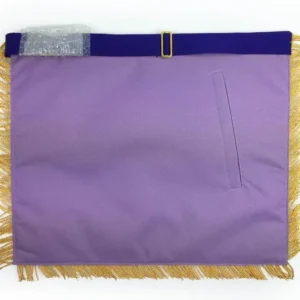 Past Master Blue Lodge Apron - White & Purple with Gold Machine Embroidery