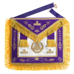 Past Grand Master Blue Lodge Apron - Purple with Gold Emblem with Wreath