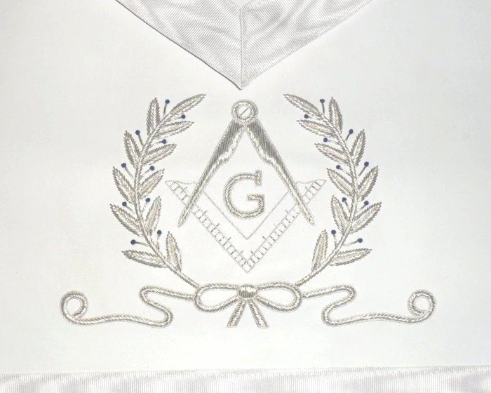 Master Mason Blue Lodge Apron – White Hand Embroidered