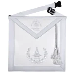 Grand Past Master Blue Lodge Apron - White Velvet Hand Threaded Silk Satin