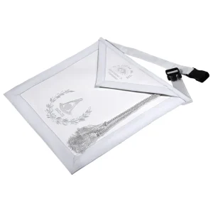 Grand Past Master Blue Lodge Apron - White Velvet Hand Threaded Silk