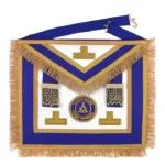Past Master Blue Lodge Apron - Blue Ribbon & Gold Bullion Hand Embroidery
