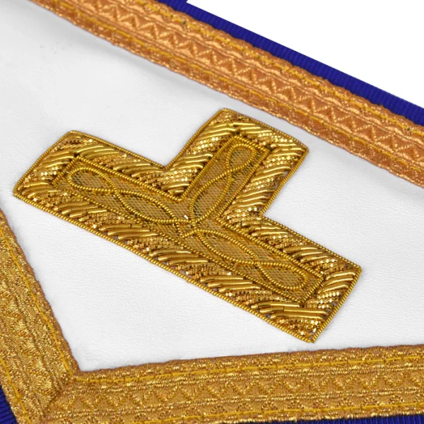 Past Master Blue Lodge Apron - Blue Ribbon with Hand Embroidery Bullion and Chain Tassels