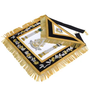 Past Master Blue Lodge California Regulation Apron - Black & Gold Hand Embroidery Bullion with Pillars