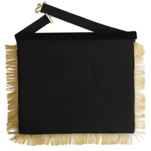 Past Master Blue Lodge California Regulation Apron - Black & Gold Hand Embroidery Bullion with Pillars