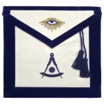 Past Master Blue Lodge Silk Apron - Blue Grosgrain - Bullion Hand Embroidery