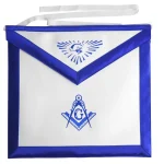 Master Mason Blue Lodge Apron - White Cotton Blue Grosgrain Border