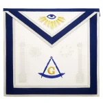 Master Mason Blue Lodge Lambskin Apron - Sun Moon Pillars Hand Embroidery