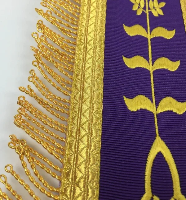 Past Master Blue Lodge Apron - White & Purple with Gold Fringe