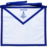 Visitor Blue Lodge Cotton Apron - White Duck Cloth Blue Ribbon