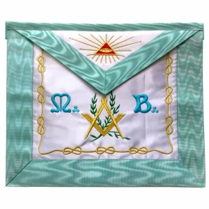 Master Mason Blue Lodge French Apron - Sky Blue Silk & Moire