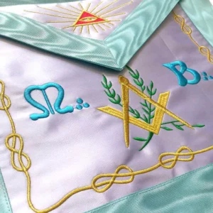 Master Mason Blue Lodge French Apron - Sky Blue Silk & Moire