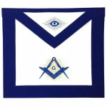 Master Mason Blue Lodge Apron - White Navy Machine Embroidered
