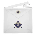 Master Mason Blue Lodge Apron White Velvet - Hand Threaded Silk Border