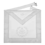 Grand Past Master Blue Lodge Apron - White Velvet Hand Embroidered Silk California