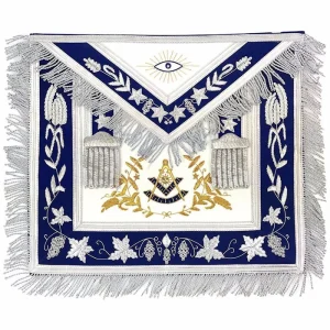 Past Master Blue Lodge Apron - White & Blue Hand Embroidery