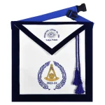 Grand Past Master Blue Lodge California Regulation 9 piece Apron  - Blue Velvet with Hand Threaded Silk