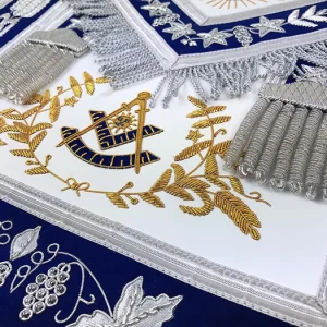 Past Master Blue Lodge Apron - White & Blue Hand Embroidery